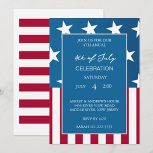 Modern American Flag Red White And Blue Patriotic Invitation