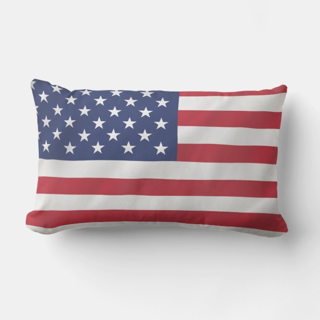 Modern American Flag USA July 4th Holiday Decor Lumbar Cushion (Front)