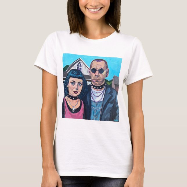 Modern American Gothic Art - Grand Woods Inspired T-Shirt (Front)