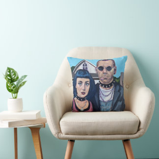 Modern American Gothic Art- Grant Woods Inspired Cushion