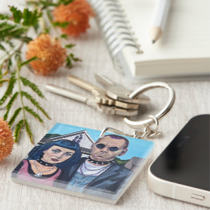 Modern American Gothic  Art- Grant Woods Inspired Key Ring