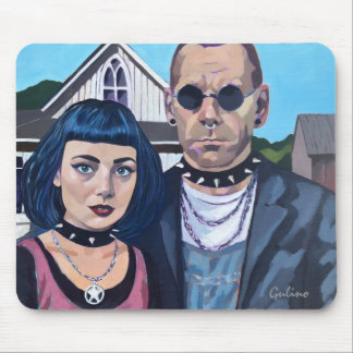 Modern American Gothic Art- Grant Woods Inspired Mouse Mat