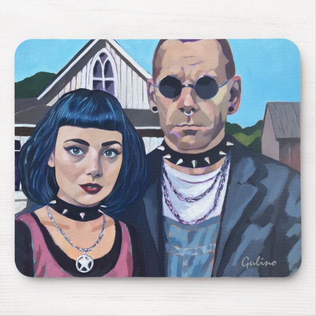 Modern American Gothic  Art- Grant Woods Inspired Mouse Mat (Front)
