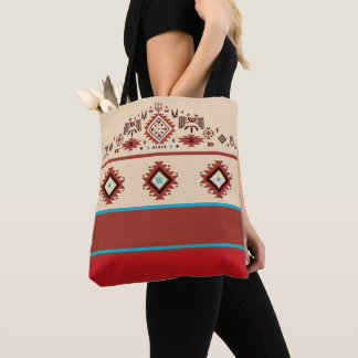 Modern American Native Influenced Pattern Monogram Tote Bag