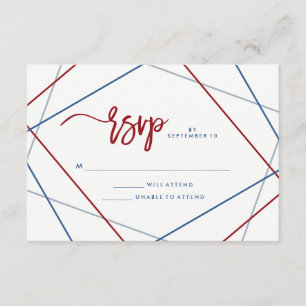 Modern American   Patriotic Geometric Wedding RSVP Card
