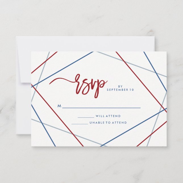 Modern American | Patriotic Geometric Wedding RSVP Card (Front)