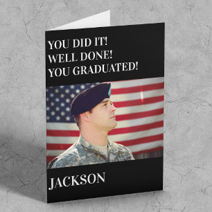 Modern American Personalised Photo Army Graduation Card