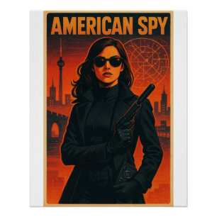 Modern American Spy – Femme Fatale in Retro Art Poster