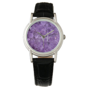 Modern Amethyst Birthstone Monogram Name Watch