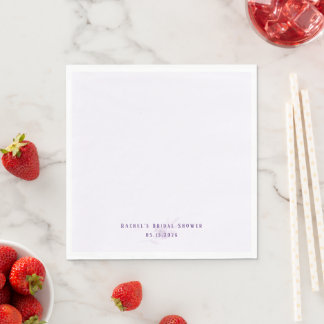 Modern Amethyst Minimal Floral Bridal Shower  Napkin