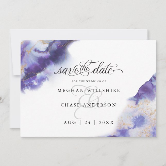 Modern Amethyst Watercolor Geode  BarefootBride™ (Front)