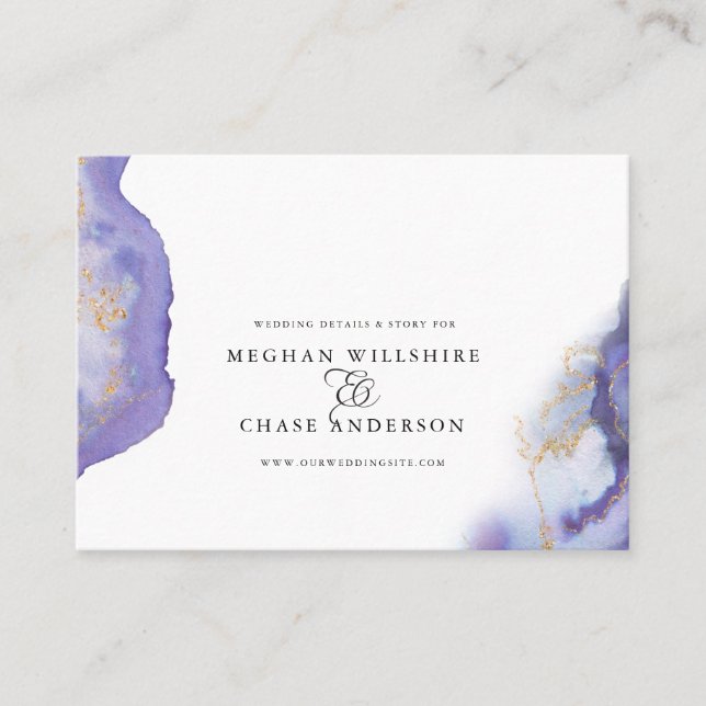 Modern Amethyst Watercolor Geode  BarefootBride™ Business Card (Front)