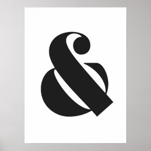 Modern Ampersand Black and White Typography Print