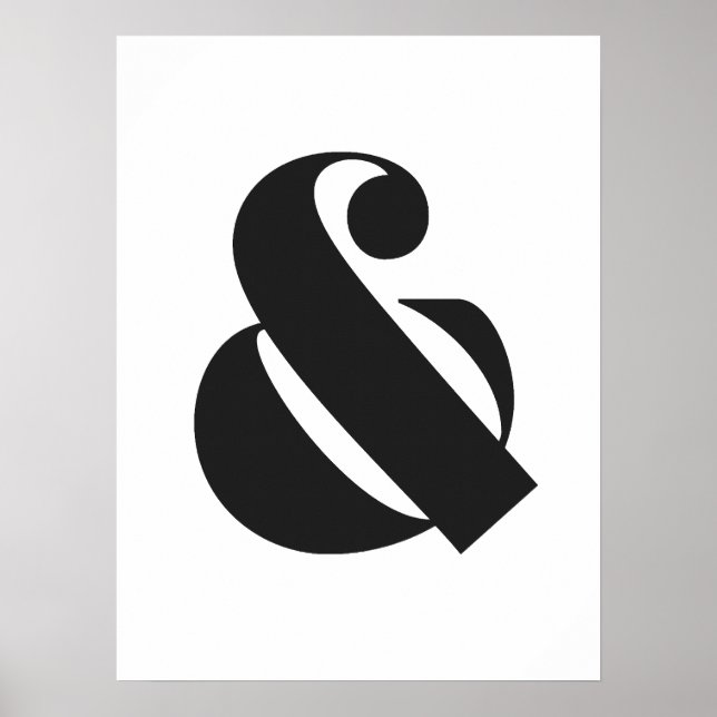 Modern Ampersand Black and White Typography Print (Front)