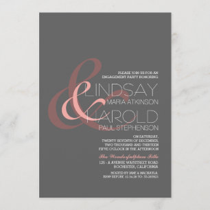 modern ampersand engagement party invitation