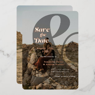 Modern ampersand overlay 2 photos save the date