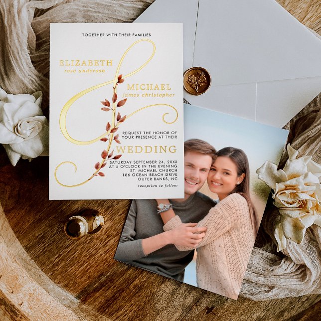 Modern Ampersand Photo Elegant Fall Wedding Gold (Creator Uploaded)