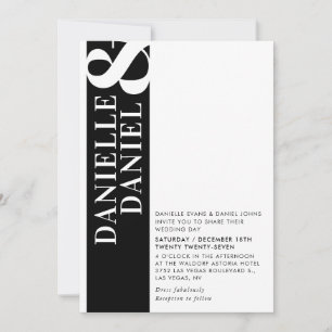 MODERN AMPERSAND typography simple black & white Invitation