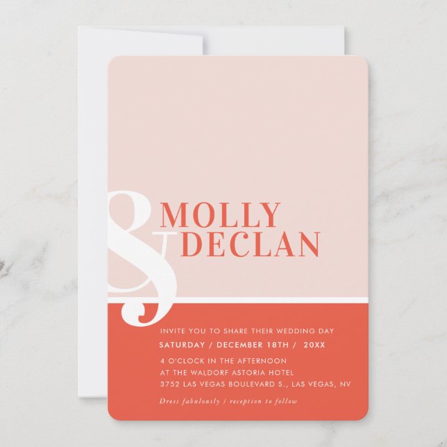MODERN AMPERSAND typography simple blush orange Invitation (Front)