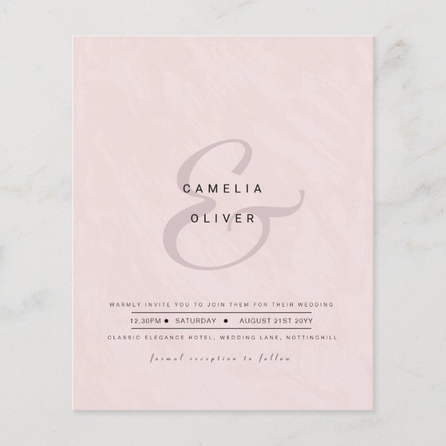 Modern Ampersand Wedding Invite QR Code RSVP (Front)