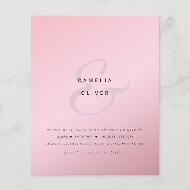 Modern Ampersand Wedding Invite QR Code RSVP (Front)