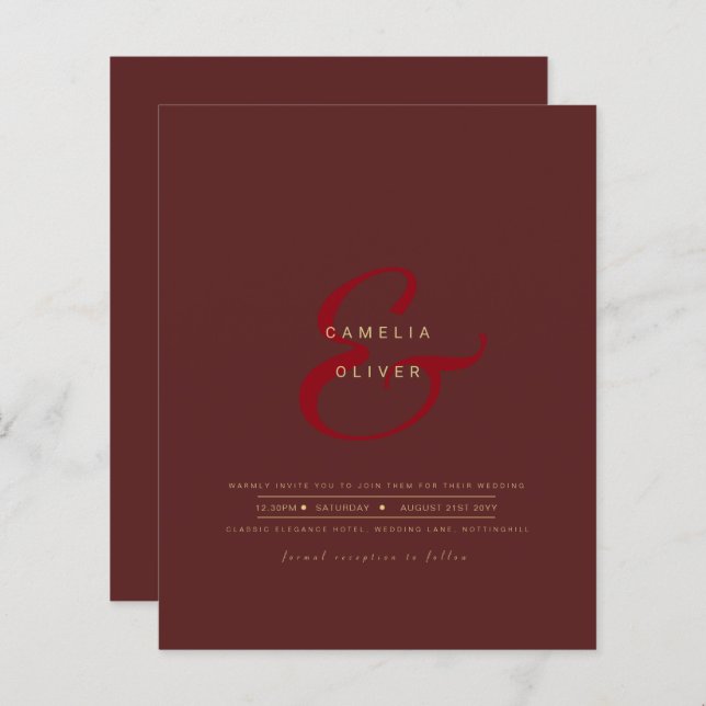 Modern Ampersand Wedding Invite QR Code RSVP (Front/Back)