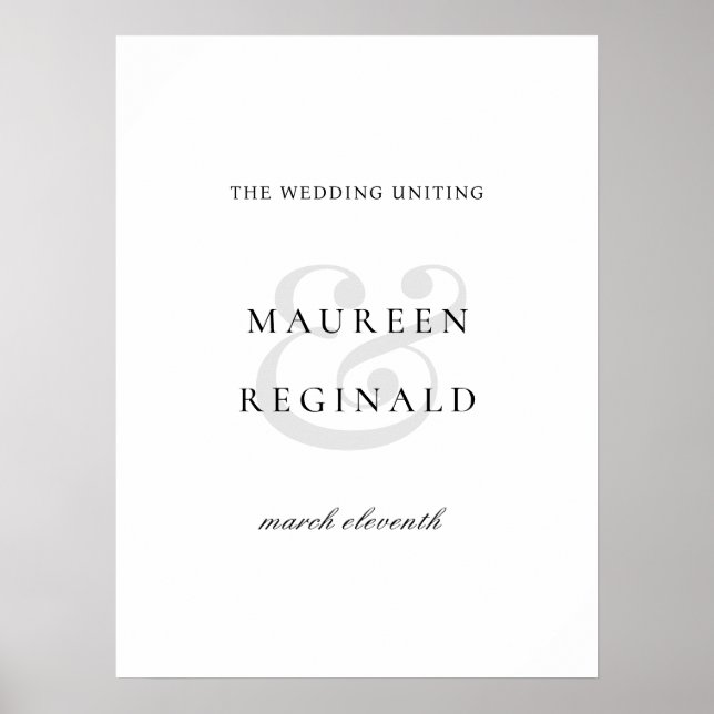 Modern Ampesand Elegant Wedding Welcome Sign (Front)