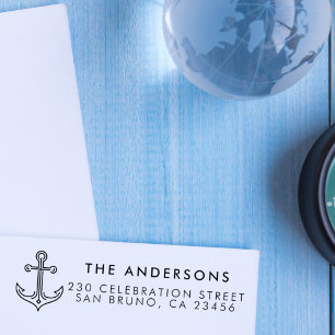 Modern Anchor Custom Family Name & Return Address Self-inking Stamp