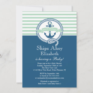 Modern Anchor Nautical Neutral Baby Shower Invitation