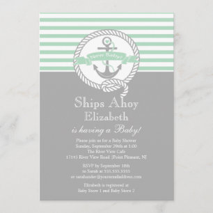 Modern Anchor Nautical NeutralBaby Shower Invitation