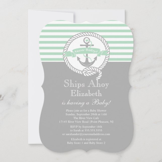 Modern Anchor Nautical  NeutralBaby Shower Invitation (Front)