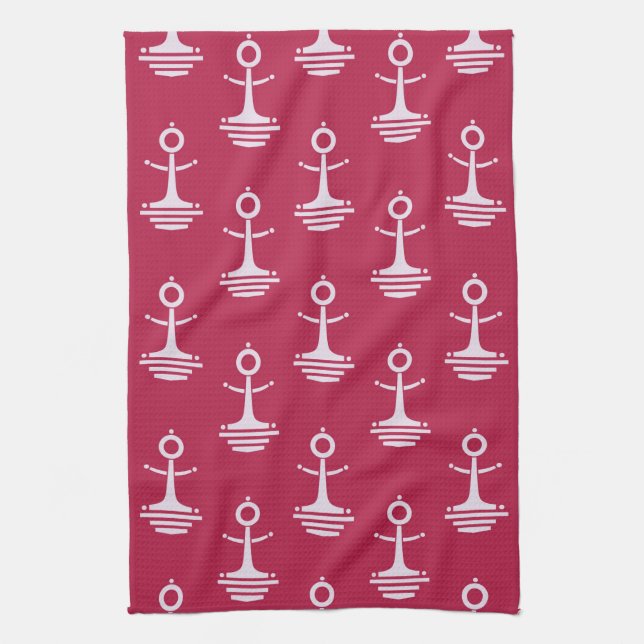 Modern Anchors Pattern Tea Towel (Vertical)