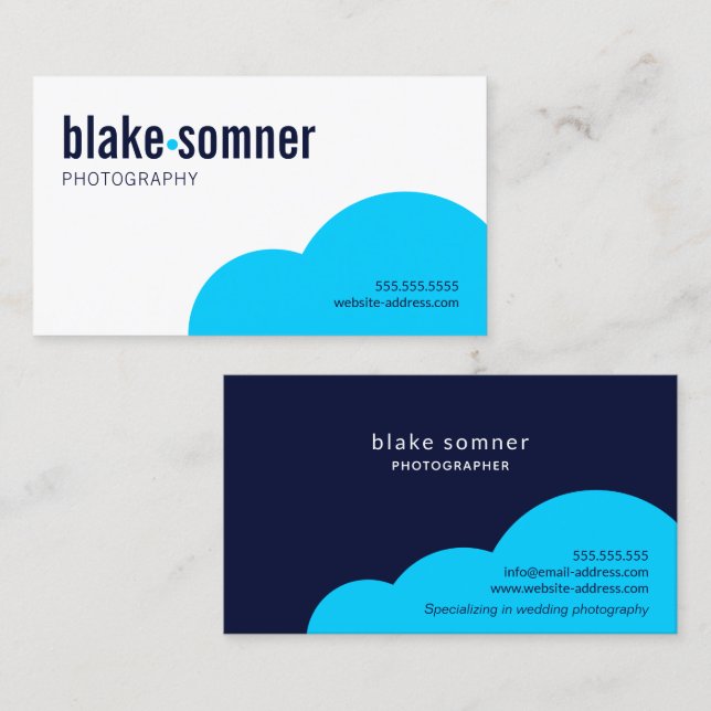 Modern and Bold Blue Dot Business Card (Front/Back)