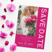 Modern and Bold Magenta Photo Save The Date