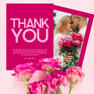 Modern and Bold Magenta Photo Thank You Card