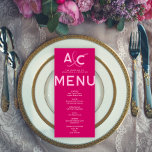 Modern and Bold Magenta Wedding Menu Card<br><div class="desc">This Modern and Bold Magenta Wedding Menu Card is a perfect blend of modern and elegance for your special day. This card features a vibrant magenta hue that captures the eye and heart, setting a memorable tone for your wedding feast. Designed with both beauty and functionality in mind, the front...</div>