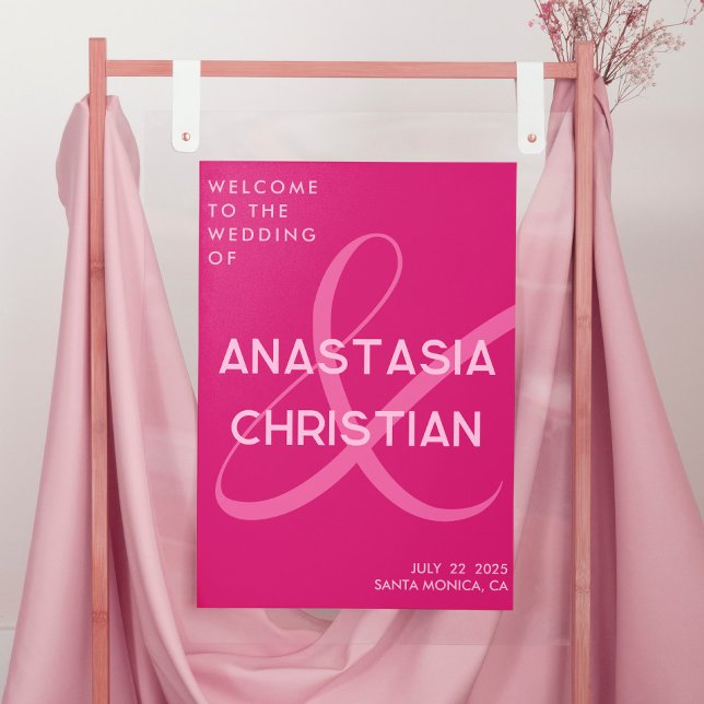 Modern and Bold Magenta Wedding Welcome Poster (Creator Uploaded)