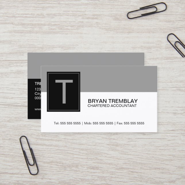 Modern and Bold Monogram Business Card (Front/Back In Situ)