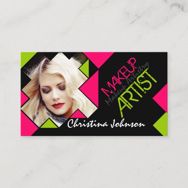 Modern and Bold Photo Makeup Artist Business Card (Front)