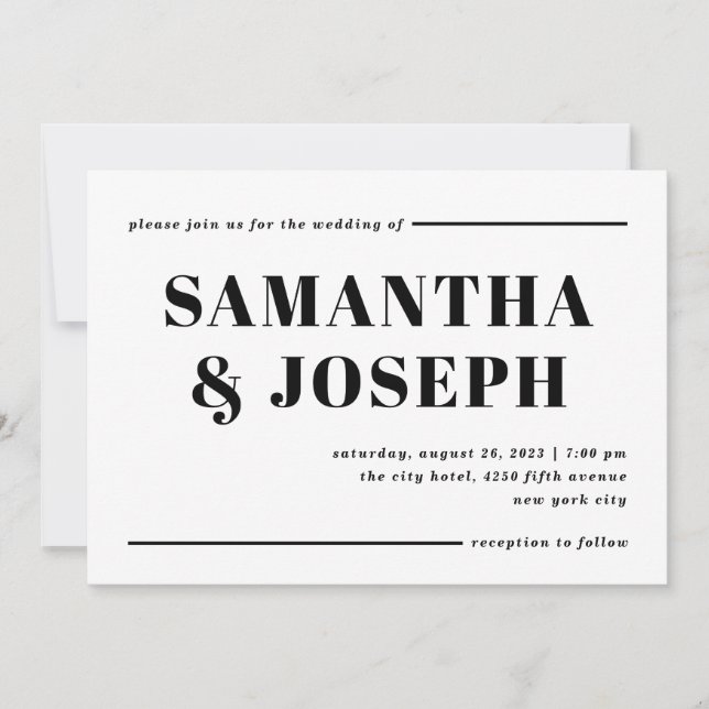 Modern and Bold Typography | Minimalist Wedding Invitation (Front)
