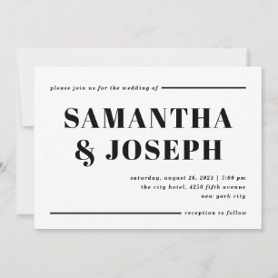 Modern and Bold Typography   Minimalist Wedding Invitation