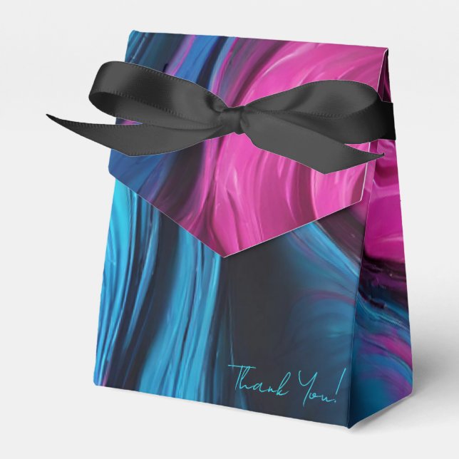 Modern and Chic-Blue and Pink- Favour Box (Front Side)