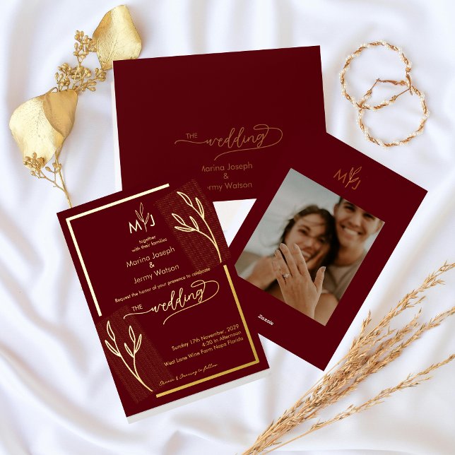 Modern and Chic Deep Burgundy Scripted Wedding Envelope (Creator Uploaded)