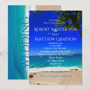 Modern and Chic Gay Beach Wedding Invitation