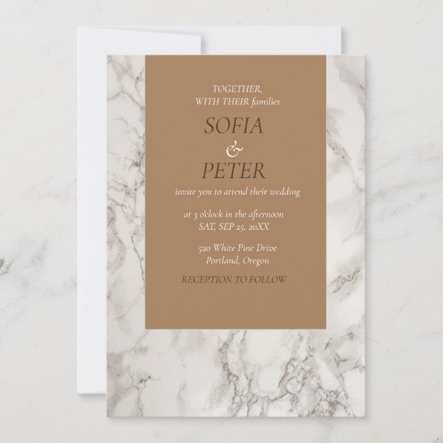 Modern and chic marble invitation (Front)