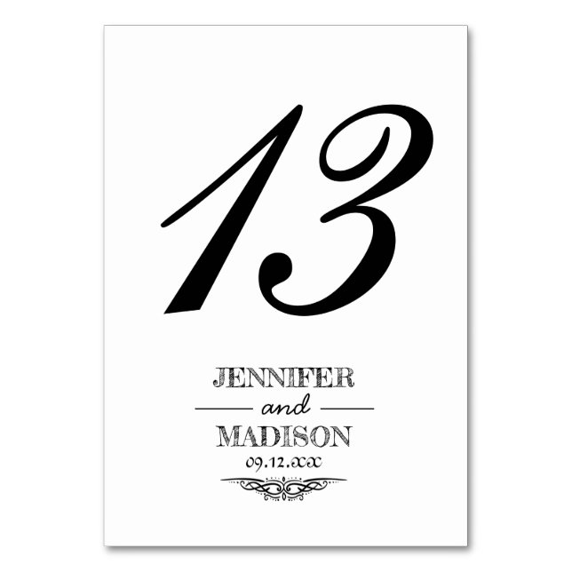 Modern and chic mint black and white wedding table number (Back)