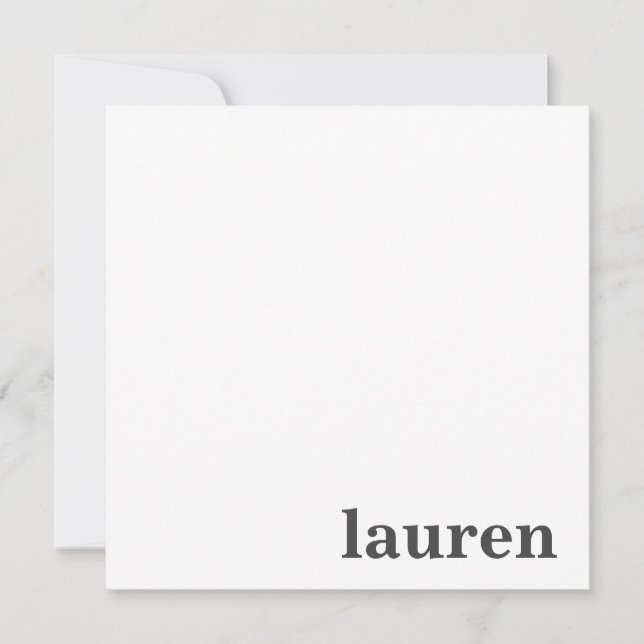 Modern and Chic Monogram Name in Charcoal Card (Front)
