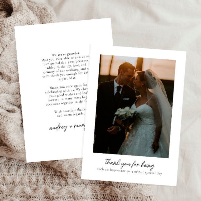 Modern and Chic Photo Wedding Thank You Card (Creator Uploaded)