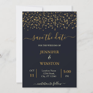 Modern And Classic Gold Stars Wedding Save The Date