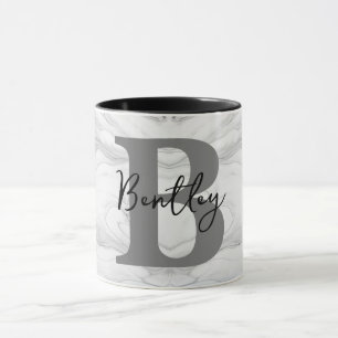 Modern and Classic Marble Monogram Letter B Mug
